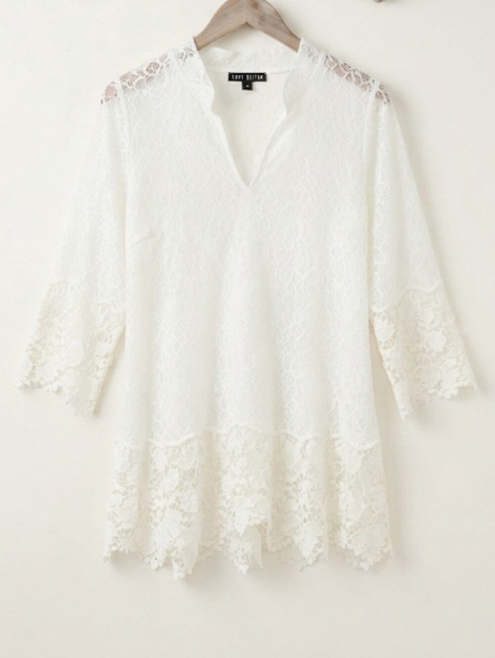 Boho Chic Vasi White Sheer Lace Tunic Size Large - Picture 2 of 10